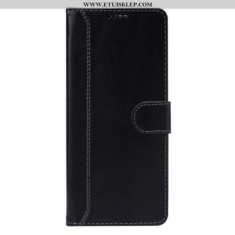 Skórzany Futerał do Xiaomi Redmi Note 10 Pro Błyszczące I Odsłonięte Szwy